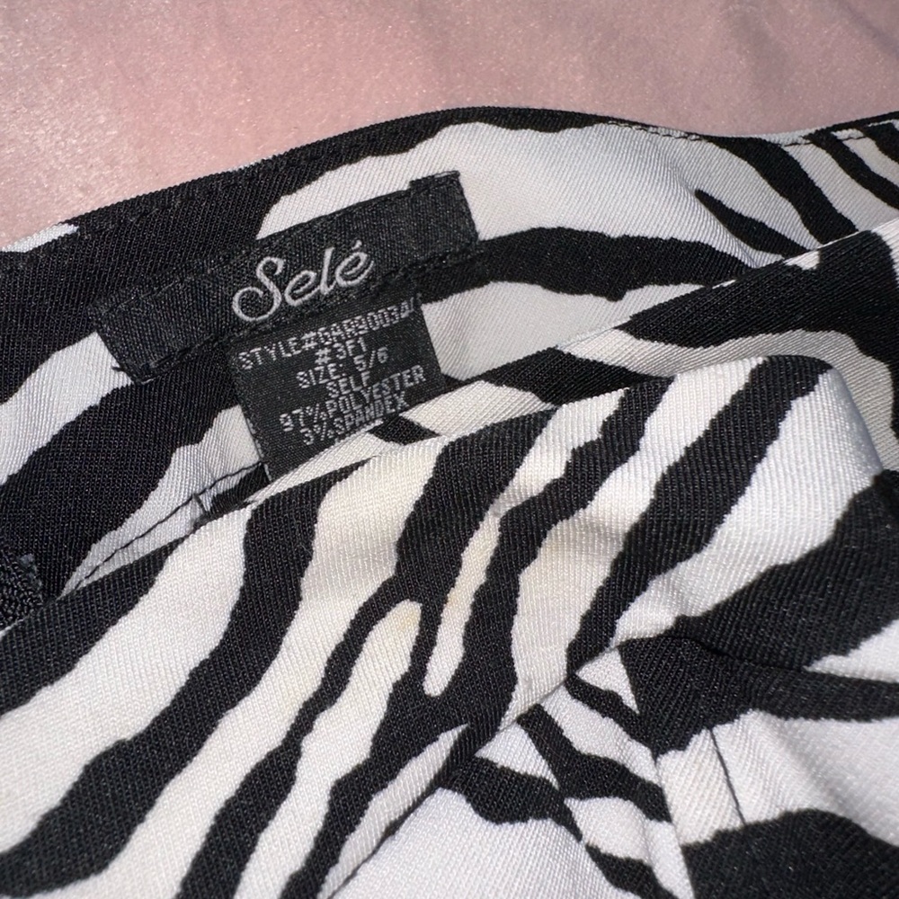 Y2K ZEBRA PRINT STRAPLESS SWEETHEART NECKLINE PLEATED DRESS · SIZE 5/6 - Picture 4 of 9